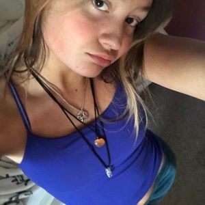 lulu Lemmon blue tank with built in bra
